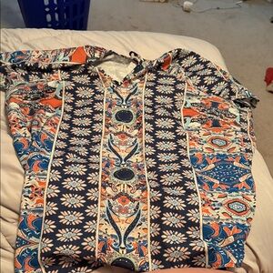 SHEIN Floral Patterned Top in Blue and Orange